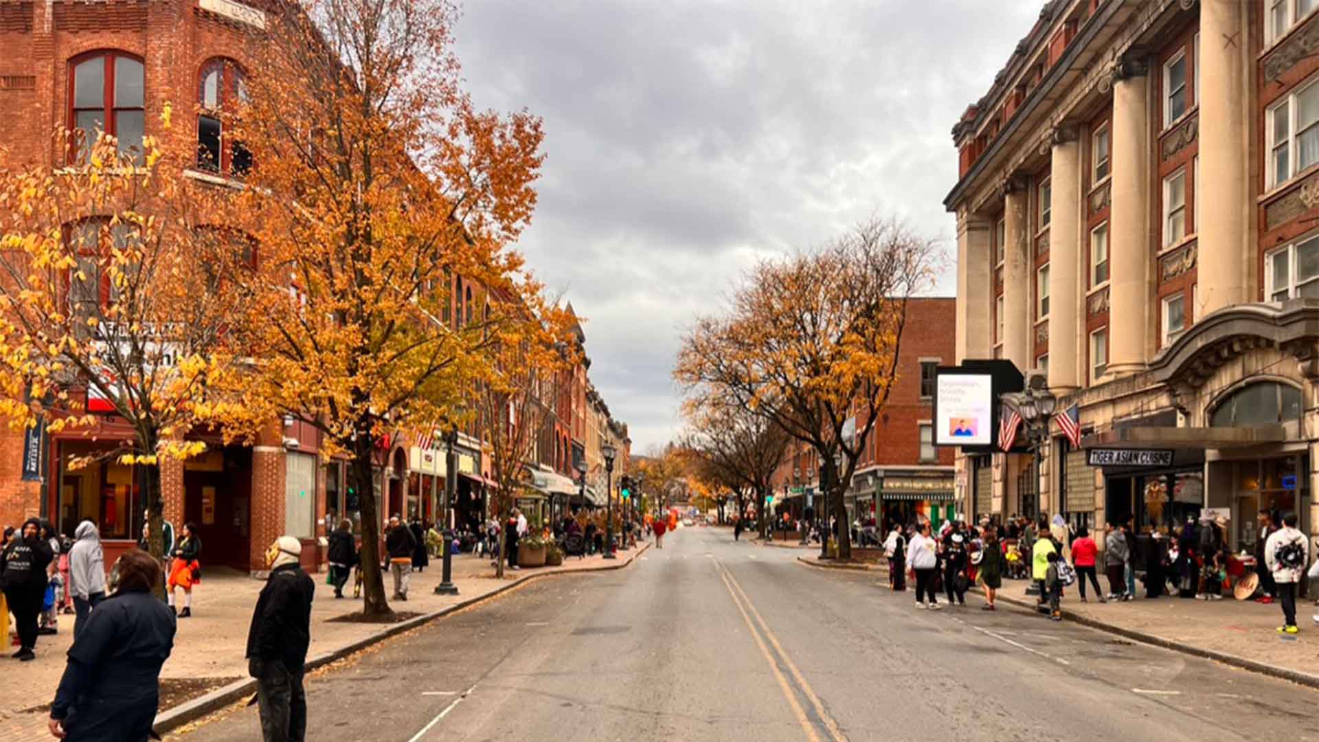 Oneonta New York — downtown and the surrounding Catskill foothills
